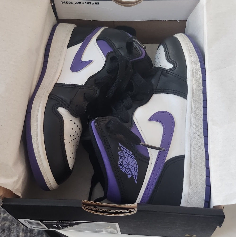 Jordan 1 Mid (PS) Black/Dark Iris-White size 11